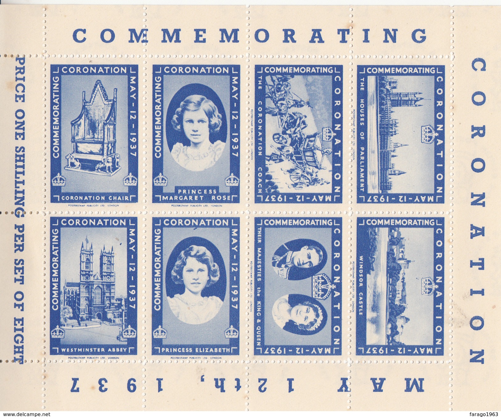 1937 KGVI Coronation Poster Cinderella Stamps Cpl Set Of 3 Sheets (all Stamps MNH)  And Original Folder - Cinderellas