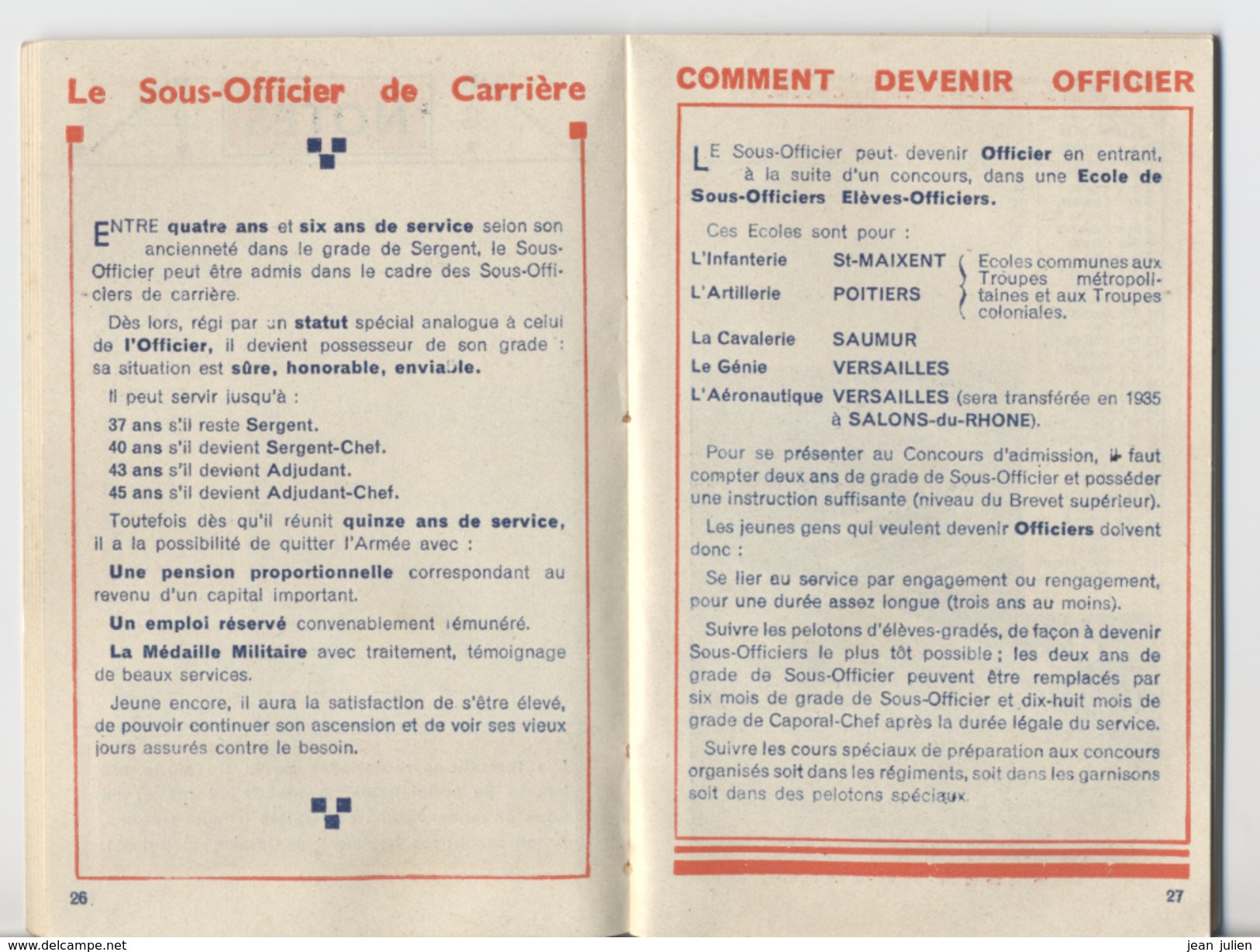 MILITARIA - Agenda du Jeune Français - Ministere de la Guerre - Recrutement  des militaires de carriere -1934 - 8 scans