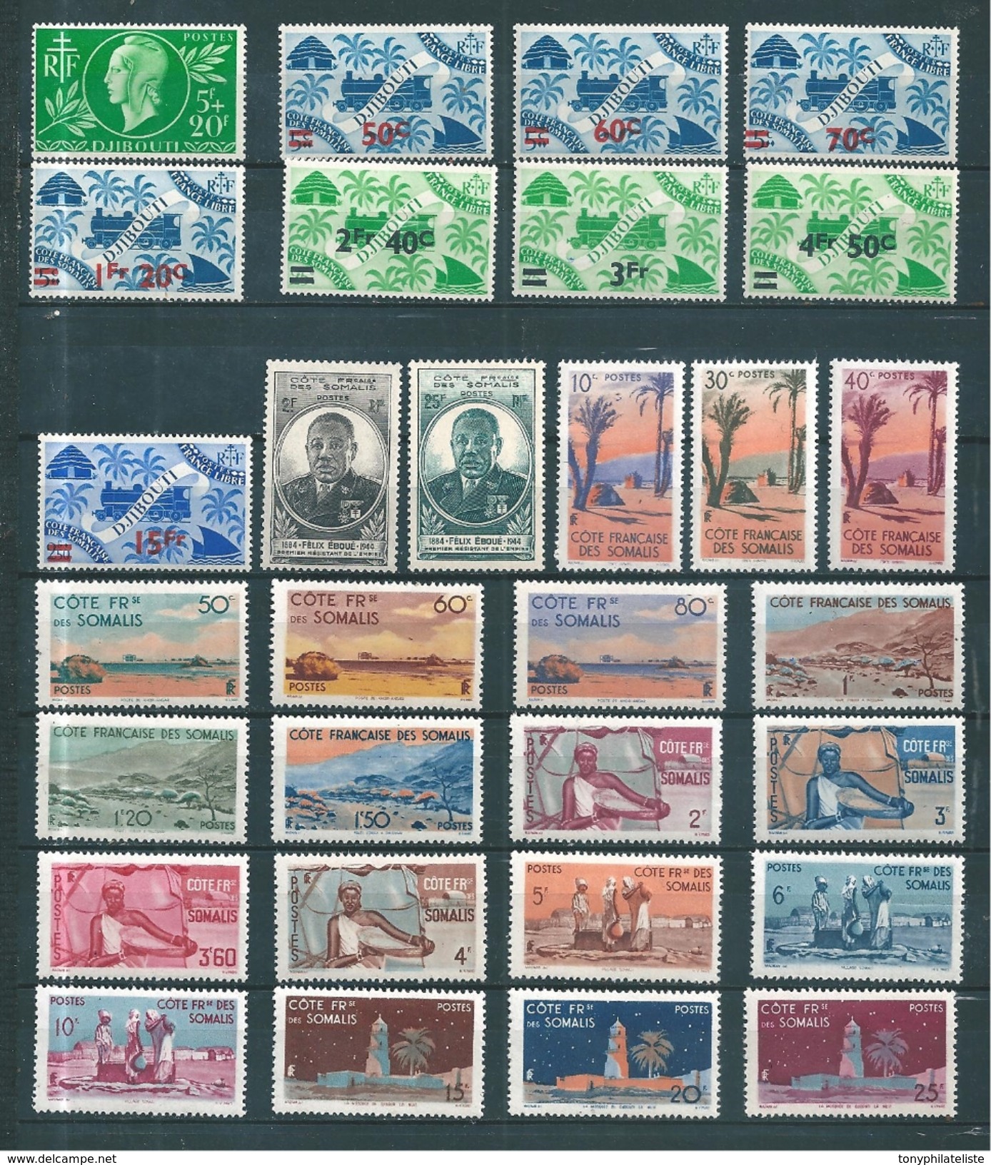 Cote Des Somalis  De 1944/47  N°253 A 282 Complet  Neufs * Cote 40&euro;50 - Unused Stamps