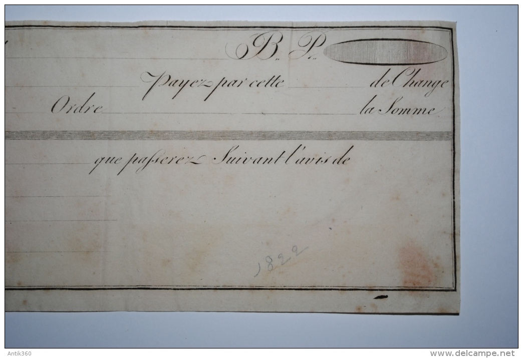 Ancienne Lettre De Change Vierge 1822 époque Restauration 1822 - Letras De Cambio