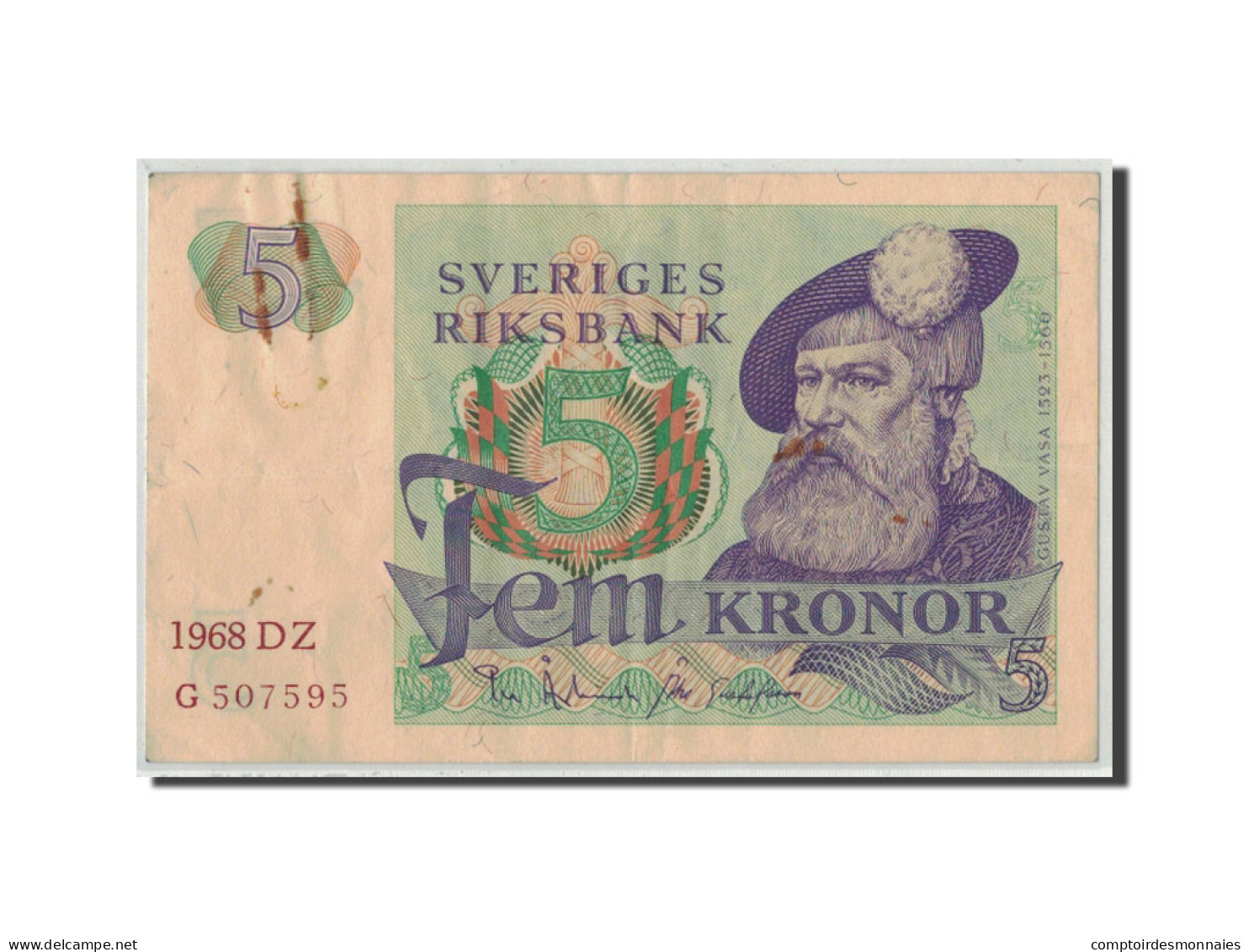 Billet, Suède, 5 Kronor, 1968, KM:51a, TB - Schweden