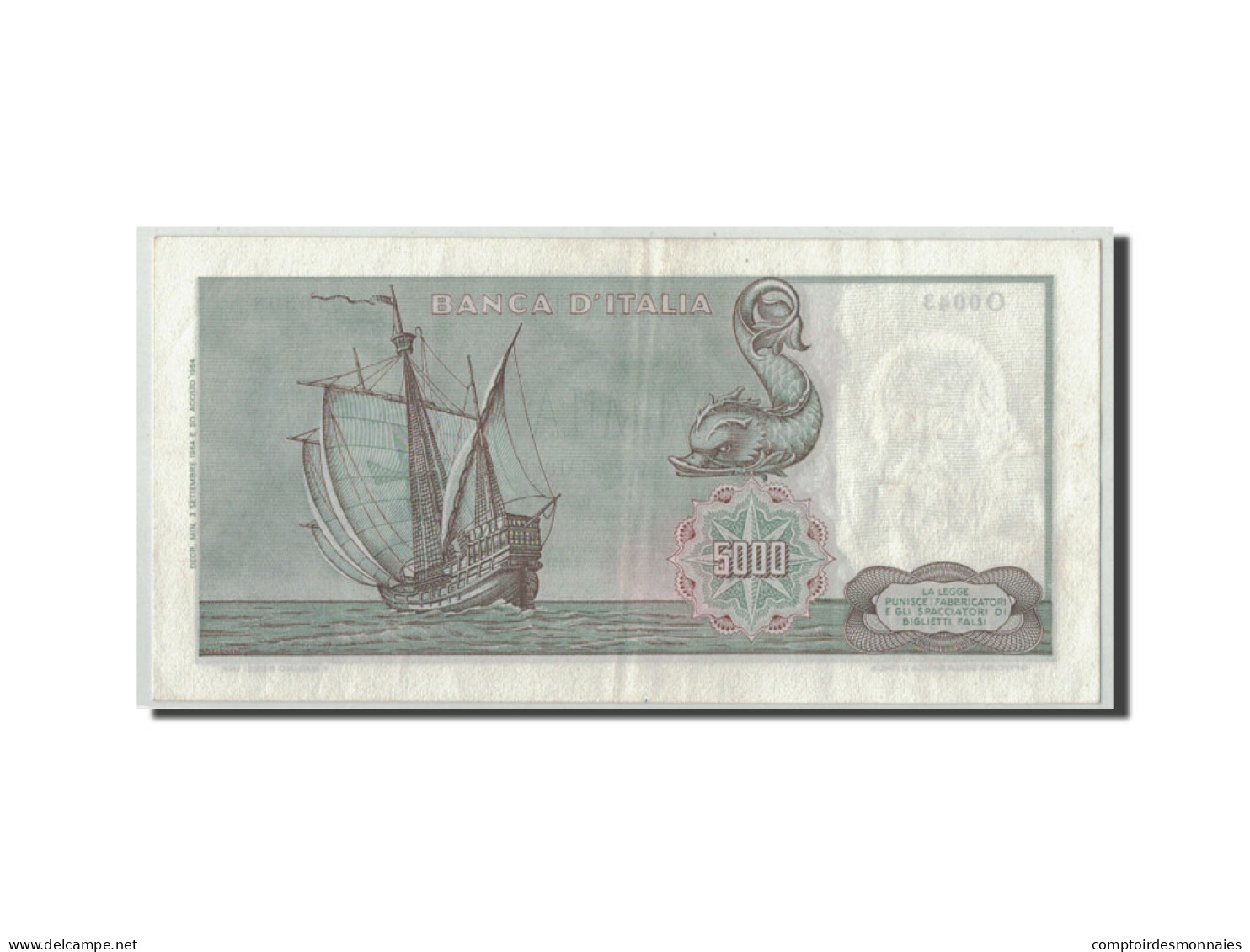 Billet, Italie, 5000 Lire, 1964, 1964-09-03, KM:98a, TTB+ - 5.000 Lire