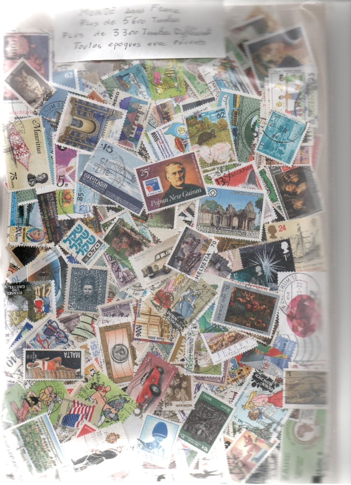 MONDE  Sans  France  5600  TIMBRES - Vrac (min 1000 Timbres)