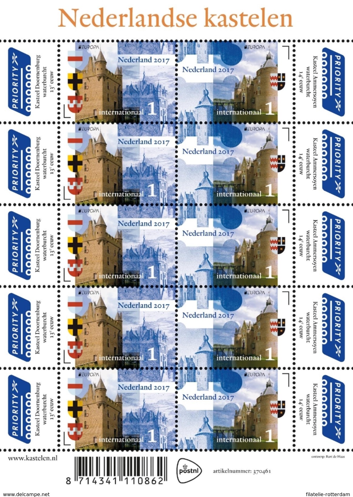 Nederland / The Netherlands - Postfris/MNH - Sheet Nederlandse Kastelen 2017 - Neufs