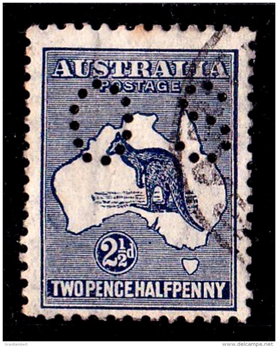 Australia 1917 Kangaroo 21/2d Blue 3rd Watermark Perf OS Used - Listed Variety - Used Stamps