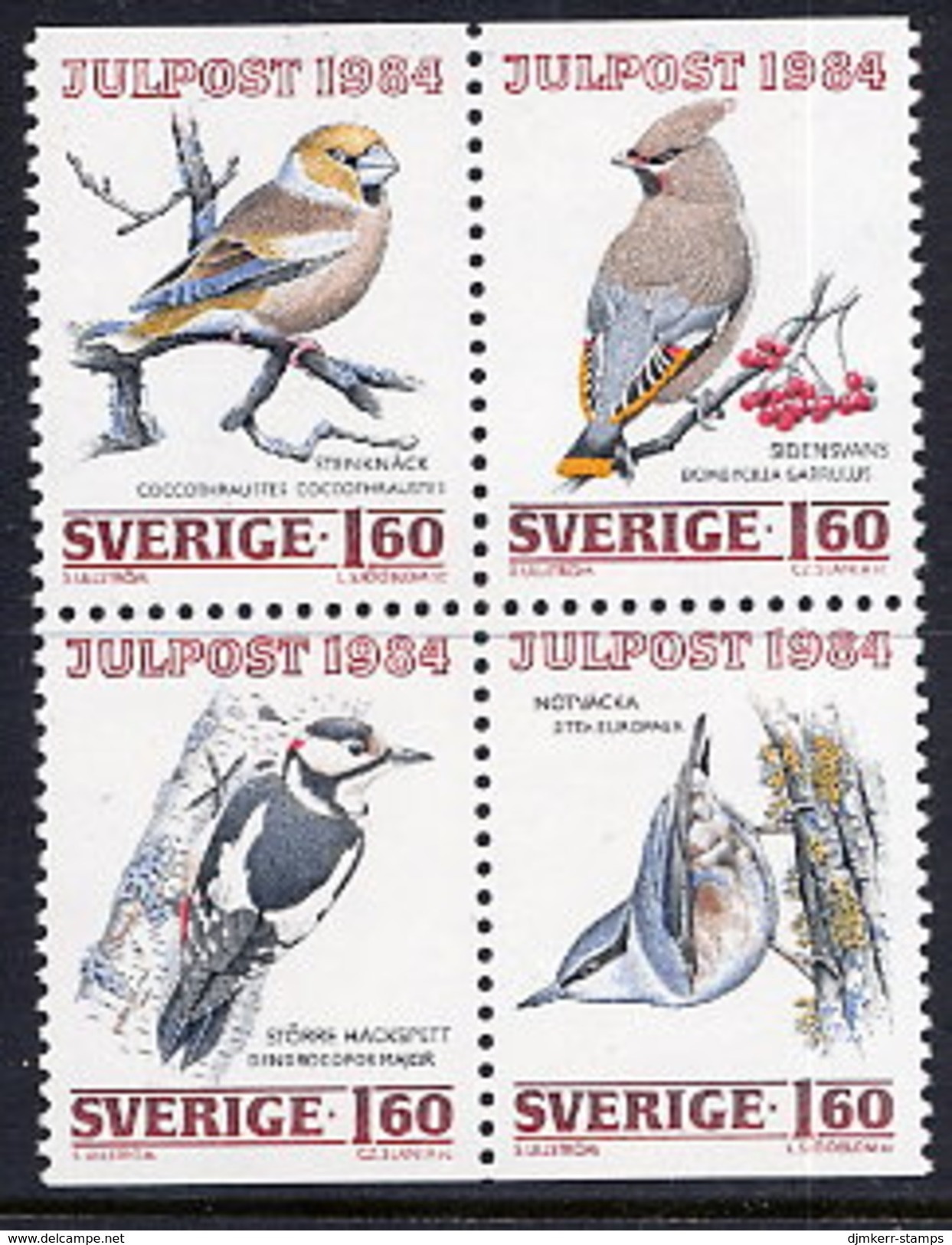 SWEDEN 1984 Christmas: Birds MNH / **.  Michel 1307-10 - Ungebraucht