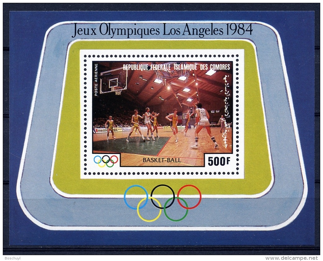 Comoro Islands, Comores, 1984, Olympic Summer Games Los Angeles, Basketball, MNH, Michel Block 236 - Comoros