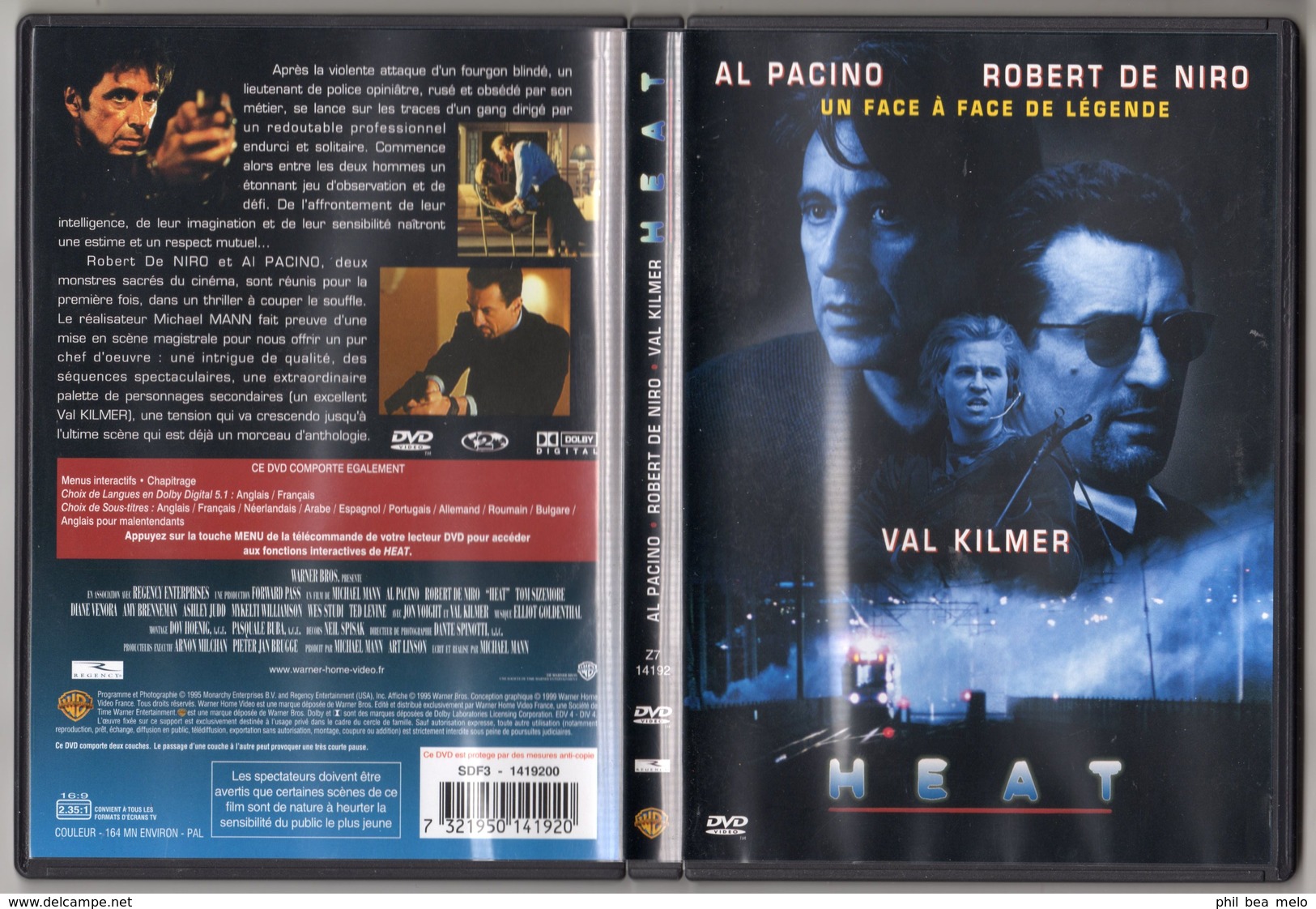 CINEMA - POLICIER - DVD - HEAT DE  MICHAEL MANN - AL PACINO / ROBERT DE NIRO / VAL KILMER / JOHN VOIGHT - Policiers