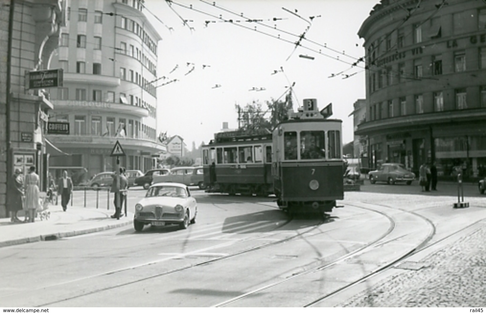 Fribourg. Près De La Gare CFF. Tramway Ligne 3. Photo Jacques Bazin. 4 Septembre 1959. - Tramways