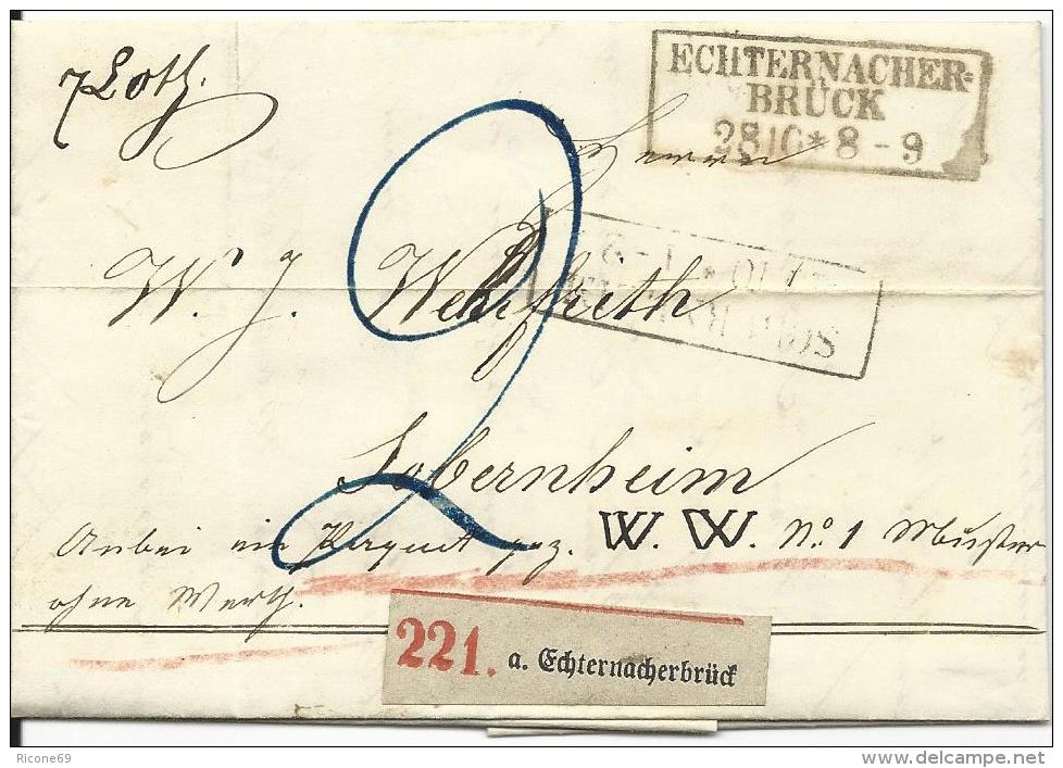 Preussen 1867, R2 ECHTERNACHERBRÜCK U. Paketzettel Auf Brief N. Sobernheim - Otros & Sin Clasificación