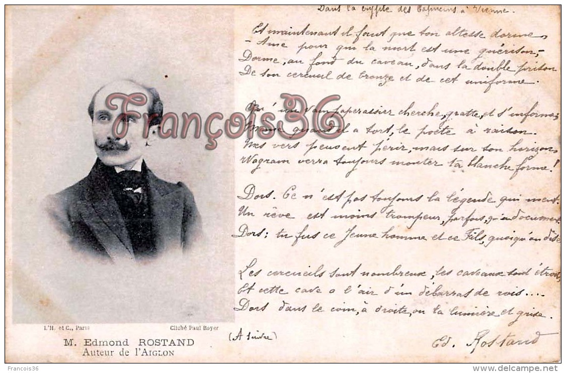 M. Edmond Rostand Auteur De L'Aiglon Ecrivain -  2 SCANS - Ecrivains