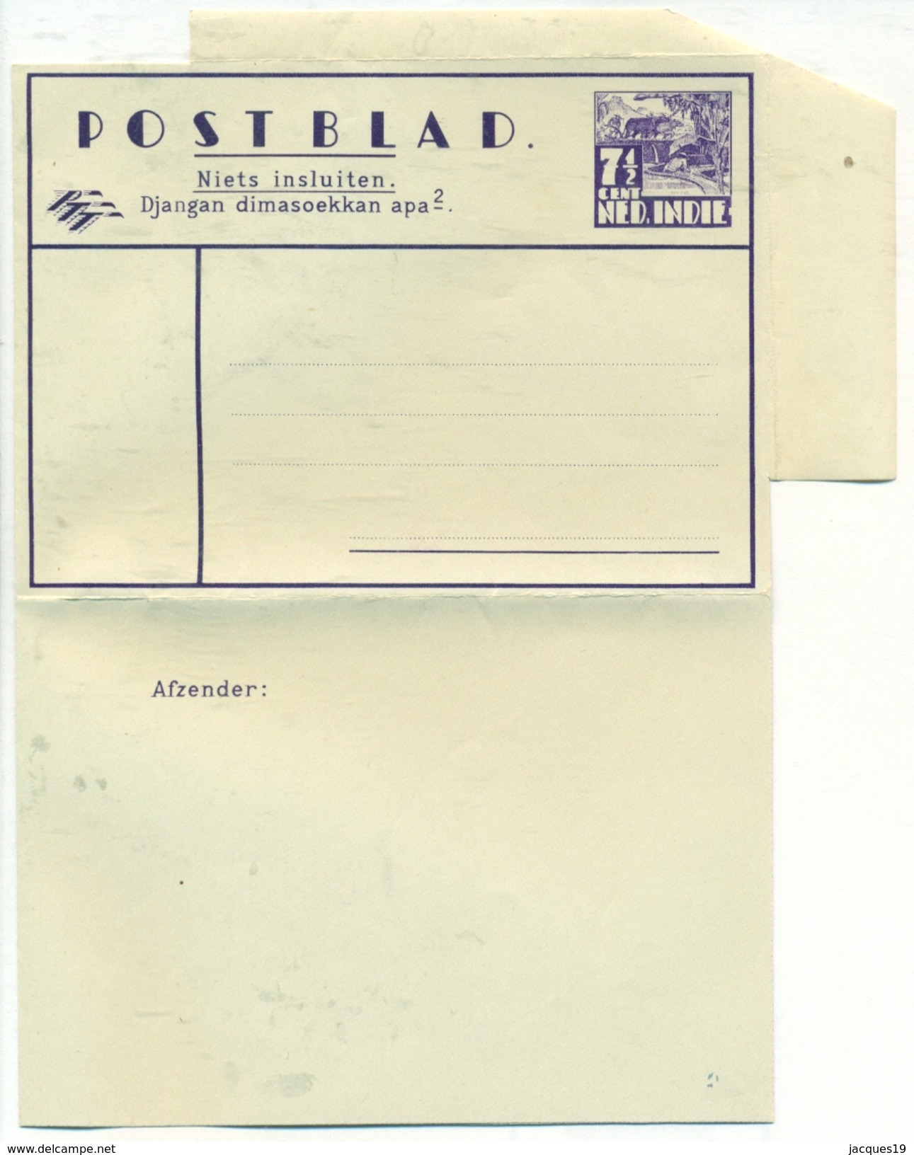 Nederlands Indië 1938 Postblad G4 Met 7,5 Cent Ongebruikt - Niederländisch-Indien