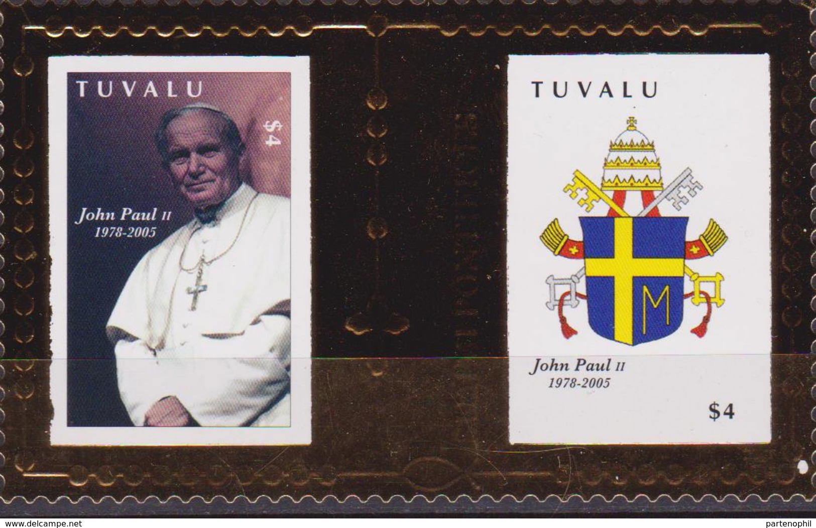 Tuvalu - Papa /  Pope / Giovanni Paolo II - Johan Paul II  Karol Wojtyla / Gold - Papi