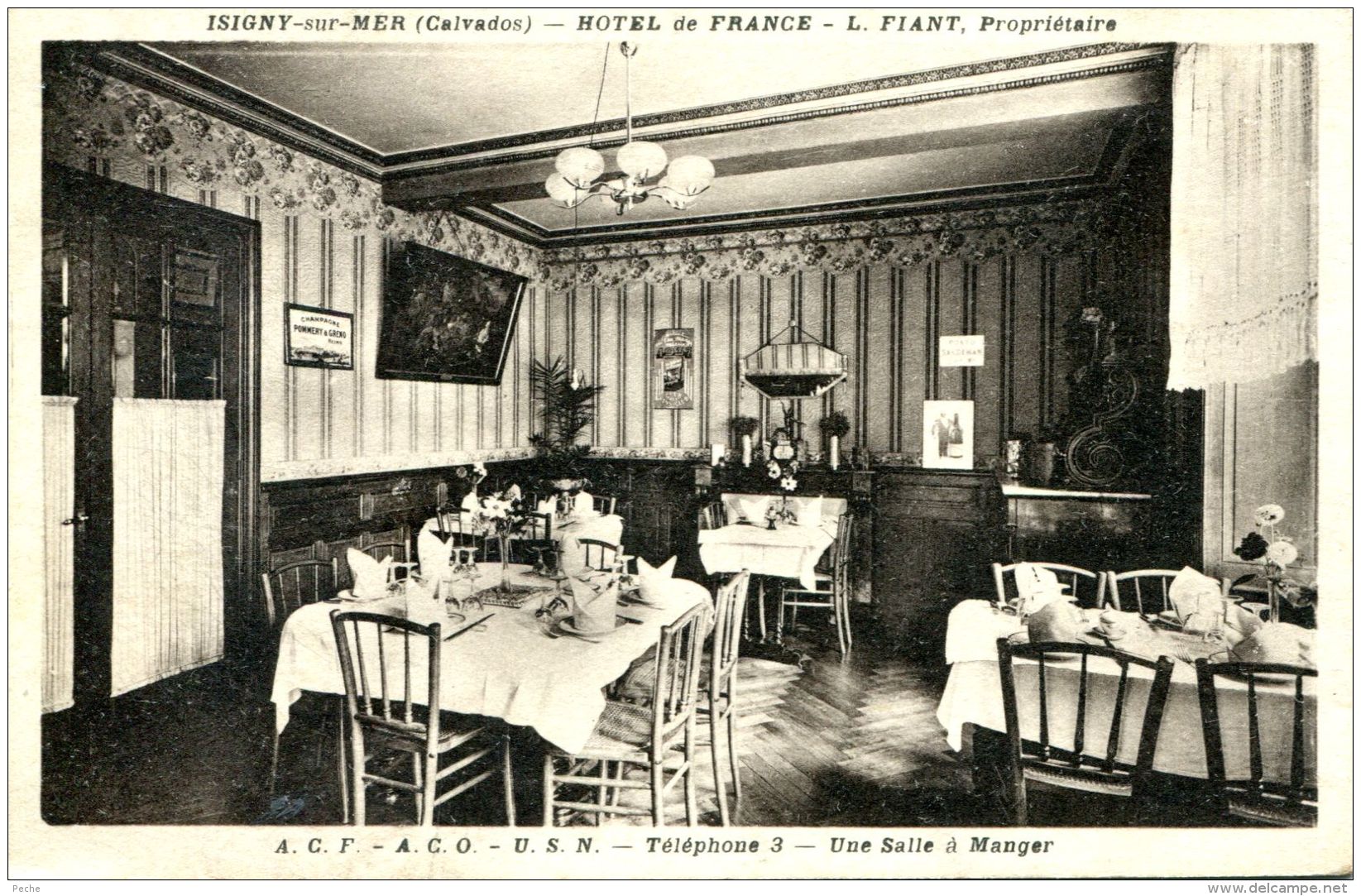 N°42016 -cpa Isigny Sur Mer -hôtel De France -une Salle à Manger- - Alberghi & Ristoranti