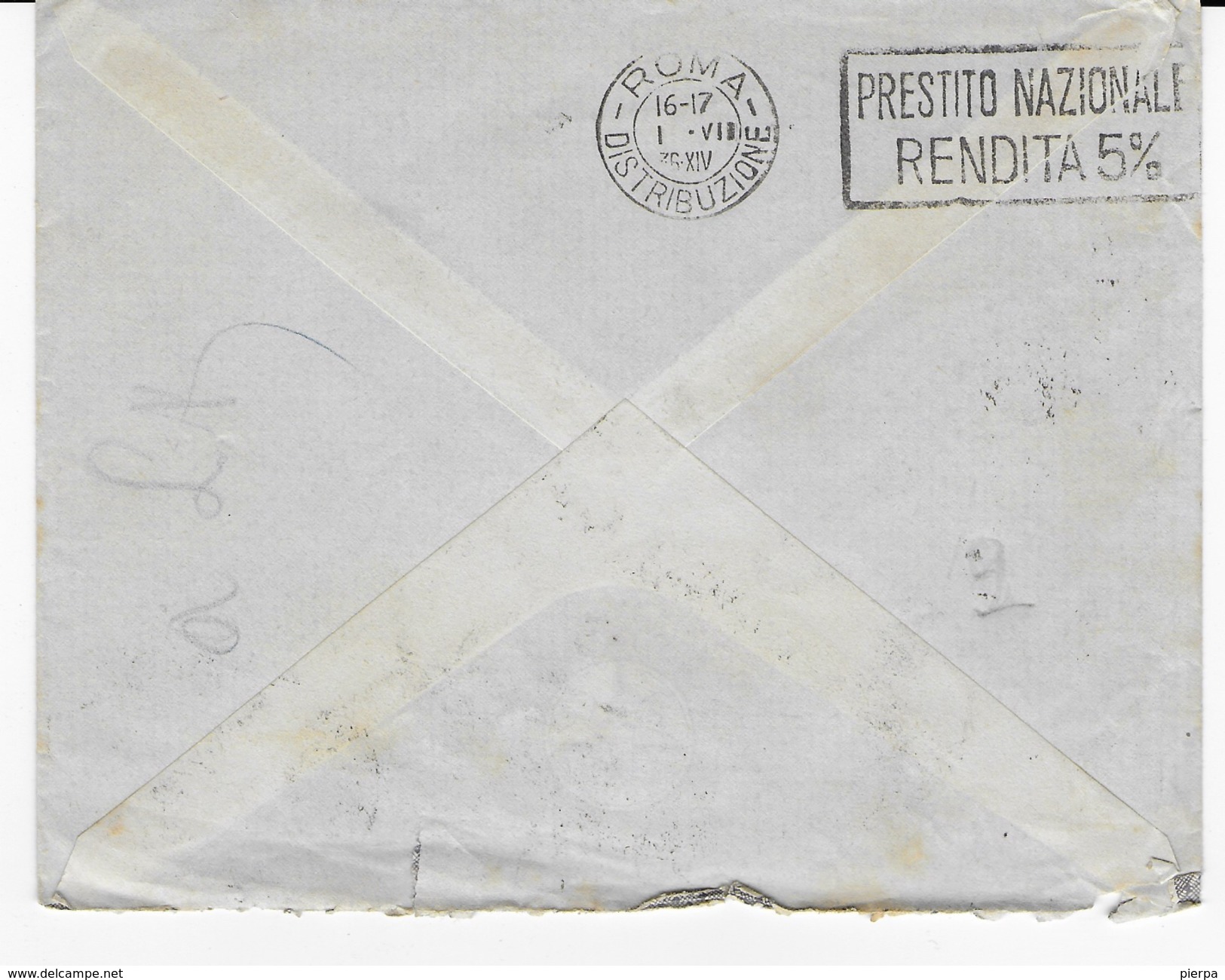 STORIA POSTALE REGNO - BUSTA VIA AEREA PER PILOTA AEROPORTO ROMA AFFRANCATA COPPIA 50 CENT FIERA MILANO 1936 - Marcofilie (Luchtvaart)