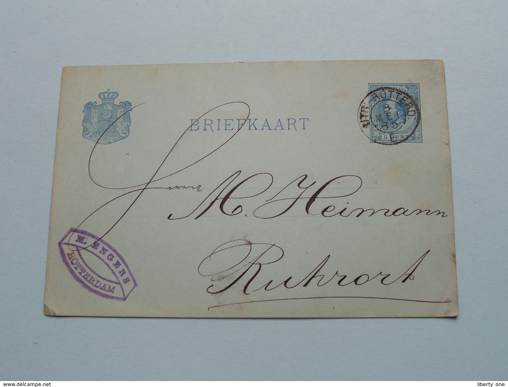 CP Briefkaart Holland  : M. ENGERS ROTTERDAM 1885 RUHRORT ( Zie Foto Details ) !! - Entiers Postaux