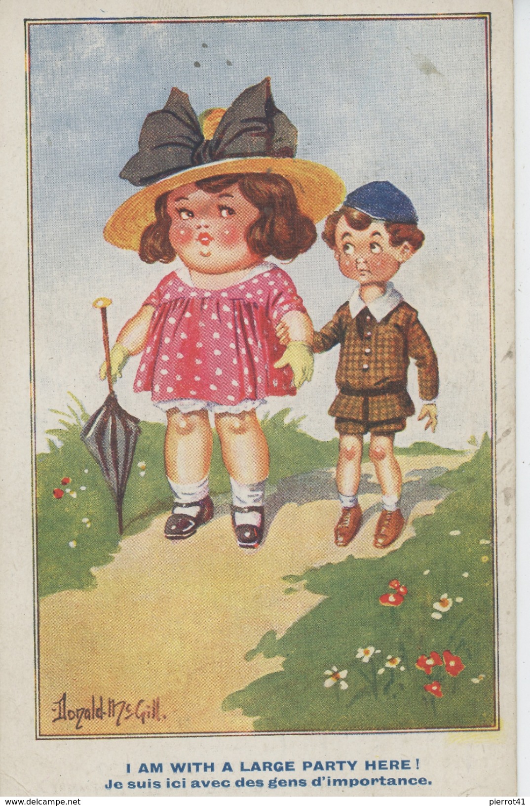 ENFANTS - LITTLE GIRL - MAEDCHEN - Jolie Carte Fantaisie "I'm With A Large Party Here ! " Signée DONALD MC GILL - Mc Gill, Donald