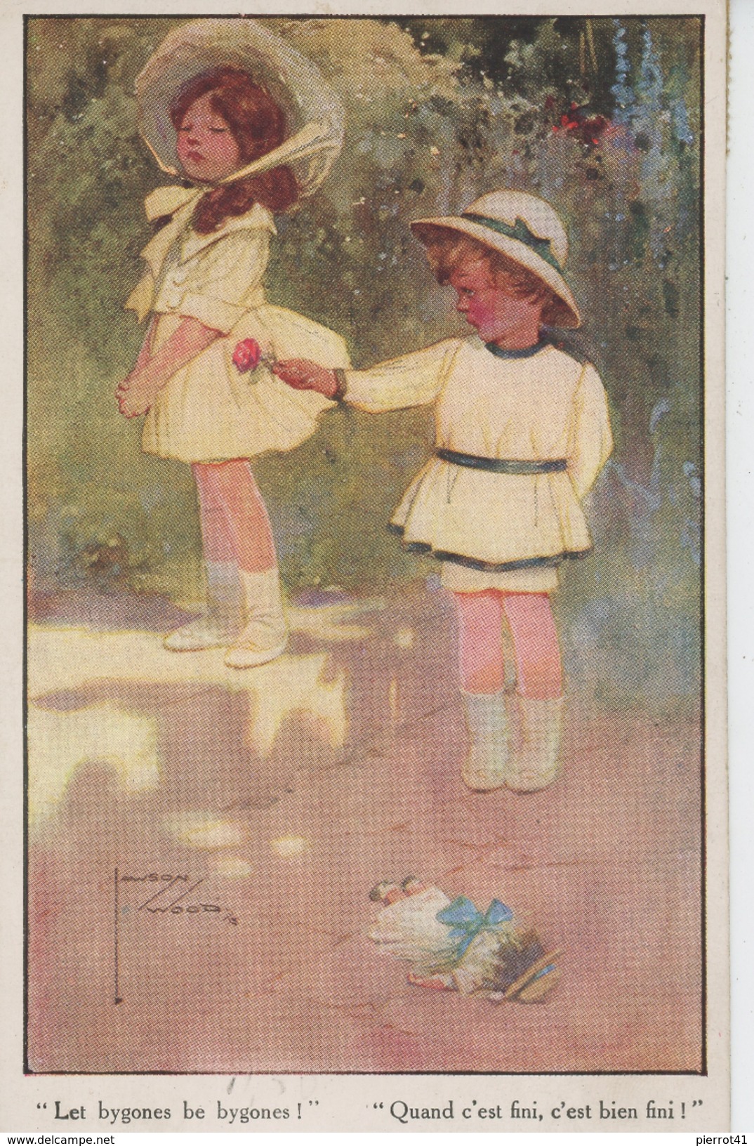 ENFANTS - LITTLE GIRL - MAEDCHEN - Jolie Carte Fantaisie Enfants Et Poupée Signée LAWSON WOOD - Wood, Lawson
