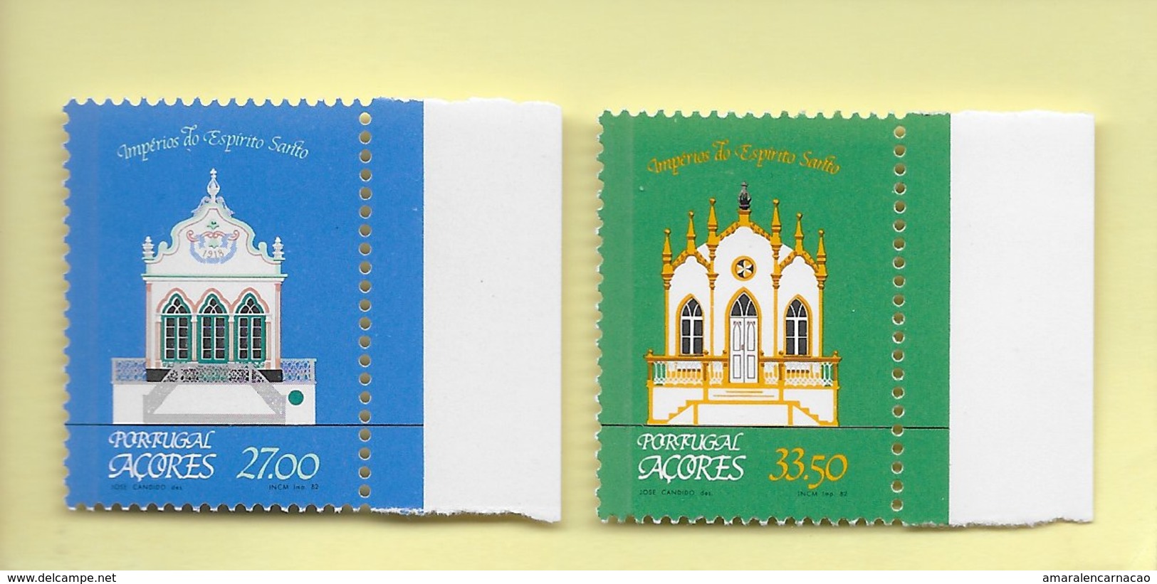 TIMBRES- STAMPS - PORTUGAL (AÇORES) -1982- ARCHITECTURE RÉGIONALE -LES EMPIRES DU SAINT-ESPRIT -SÉRIE TIMBRES NEUFS -MHN - Azores