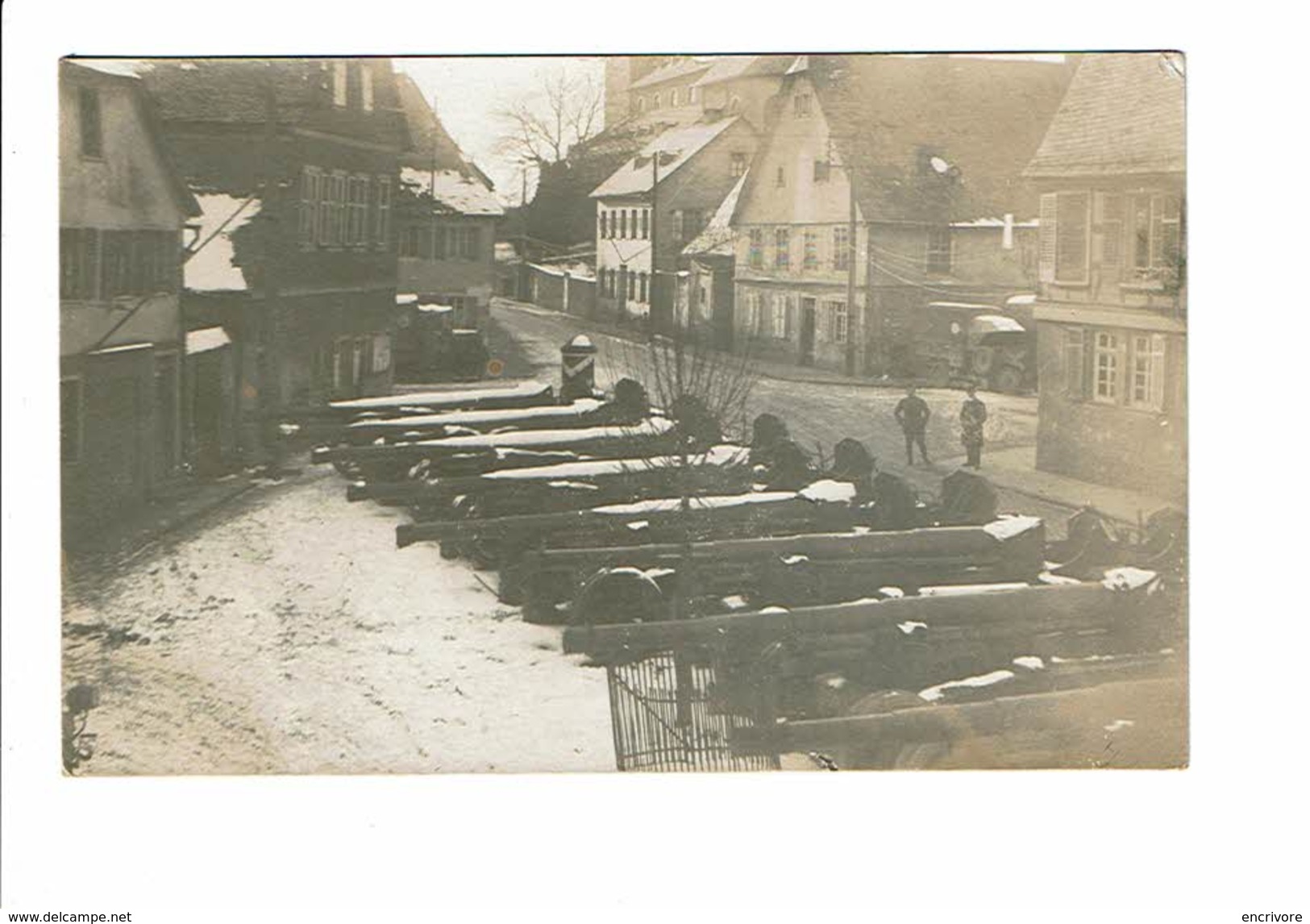 Cpa Carte Photo ERBACH A. Rh Rheigau La Place Avec Des Canons Stationnés Camions Militaires Soldats - Erbach