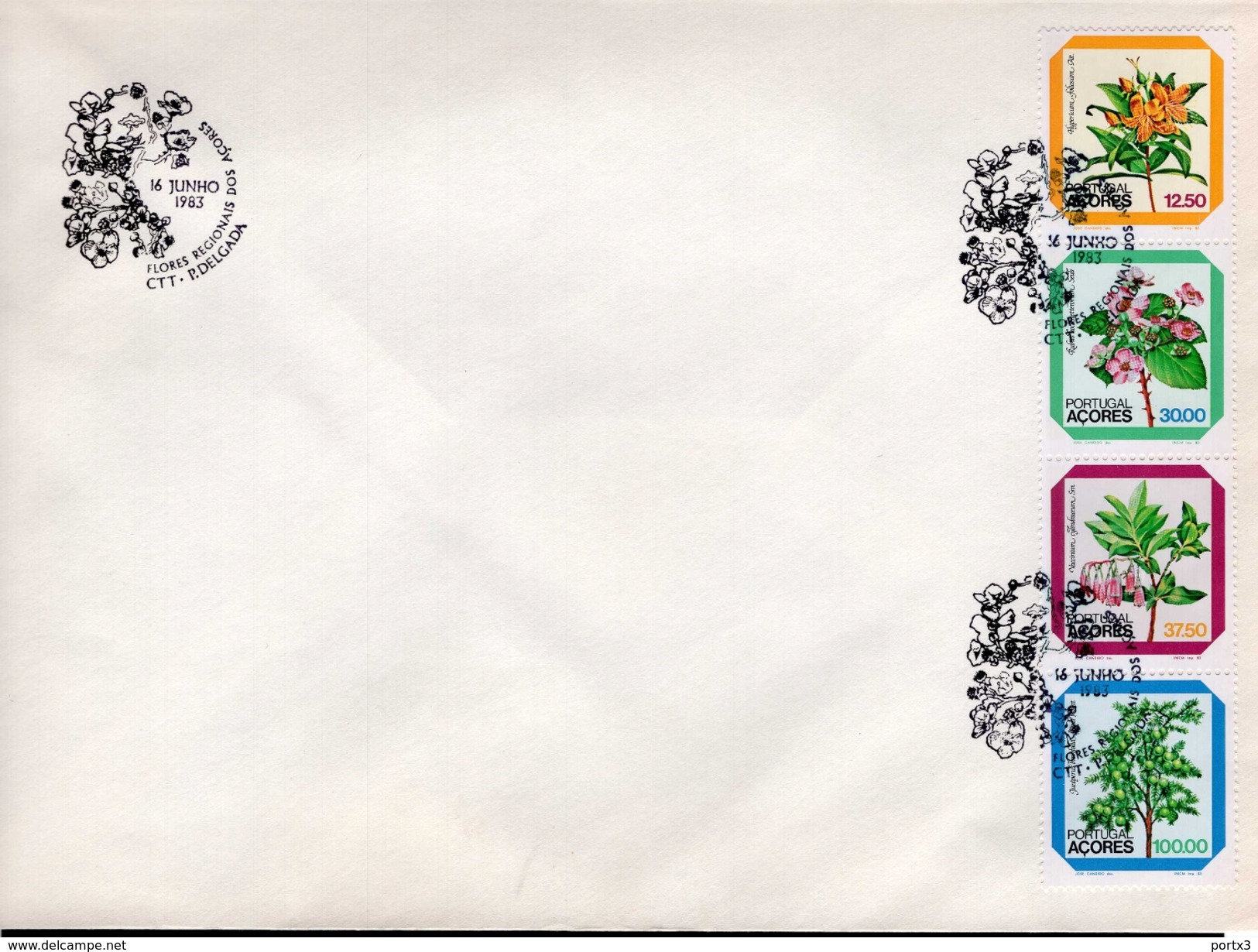 Azoren FDC Heftchenblatt 3 Blumen Used Gestempelt - Azores