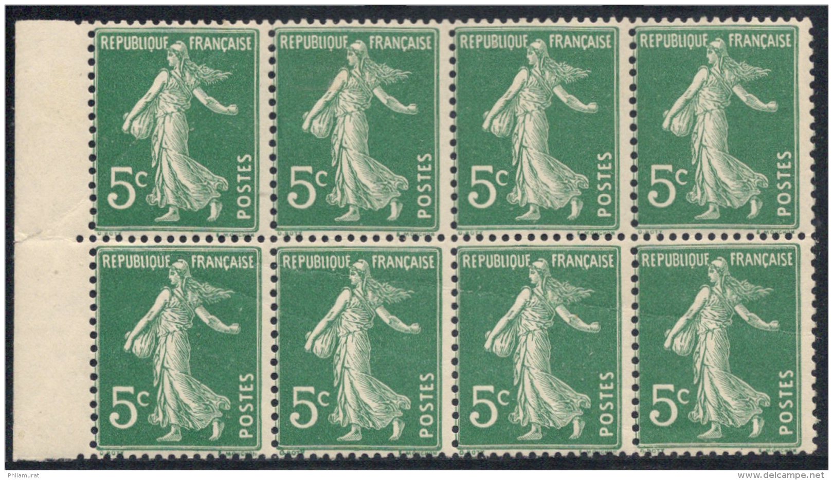 N°137l Variété IMPRESSION RECTO-VERSO Et PIQUAGE À CHEVAL, Bloc De 8, NEUF ** - Unused Stamps