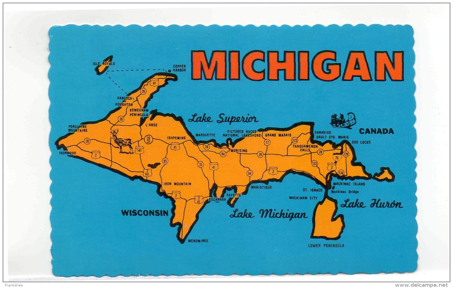 Postcard - Map - Michigan - Card No.26593D Very Good - Non Classés