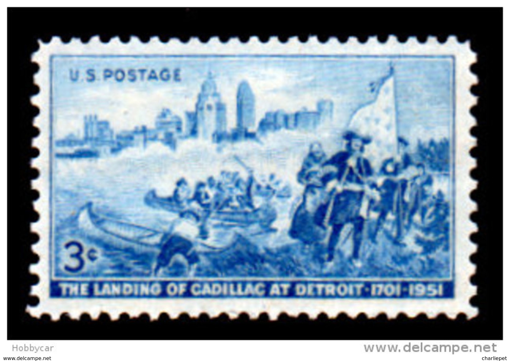 United States  1951, Scott # 1000, Cadillac Landining In Detroit , 3c MNH This Is A Stock Photo - Unused Stamps