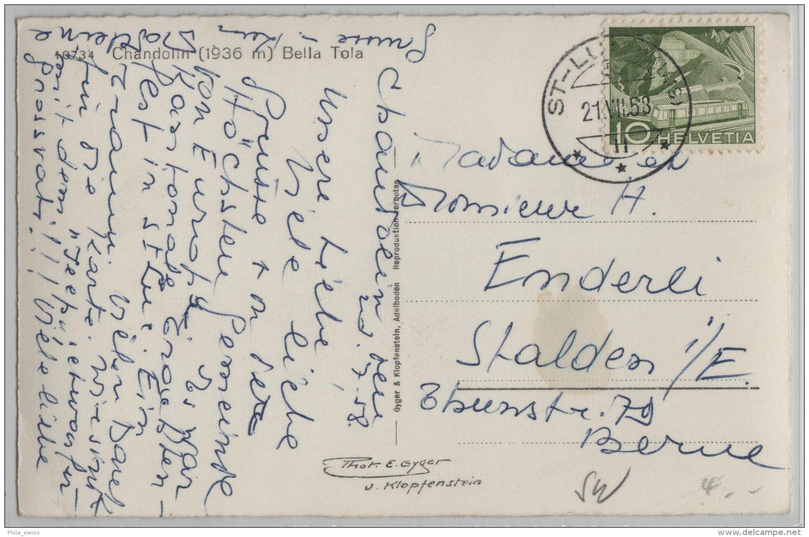 Chandolin (1936) Bella Tola - Photo: E.Gyger No. 10734 - Chandolin
