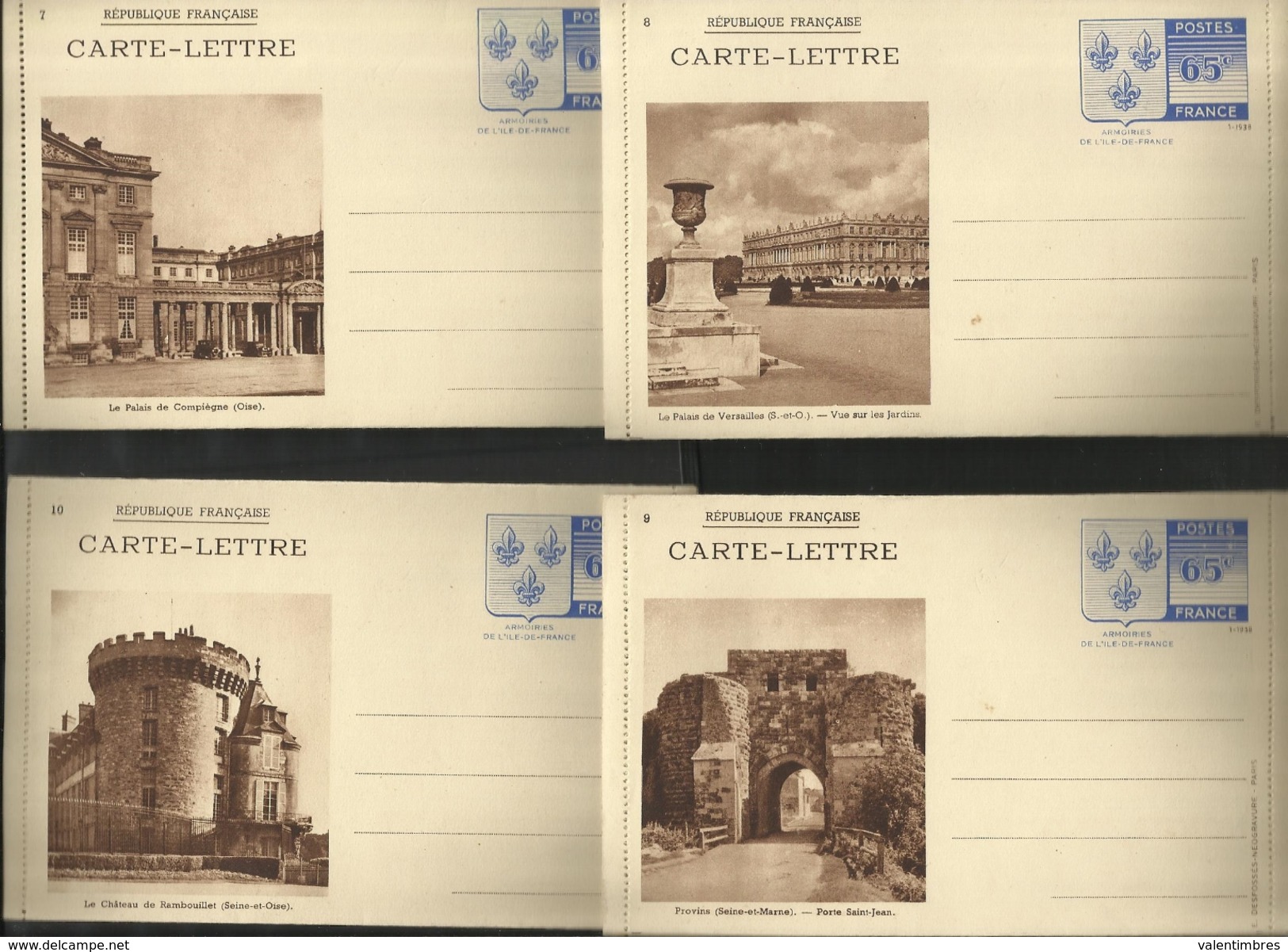 France Série 10 Cartes Lettres Ile De France C=325 &euro; - Kartenbriefe