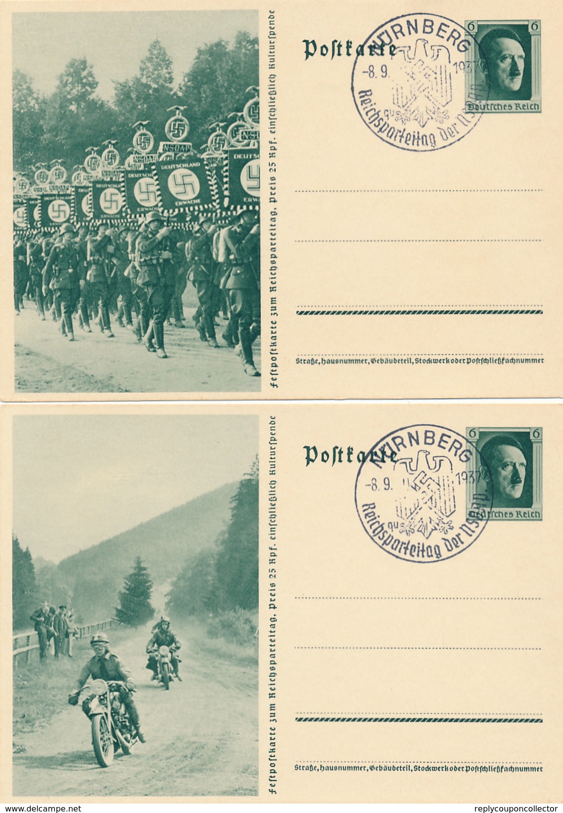 NÜRNBERG - 1937 , Reichsparteitag  - Alle 8 Bildpost-Ganzsachen Im Originalumschlag - Sonstige & Ohne Zuordnung