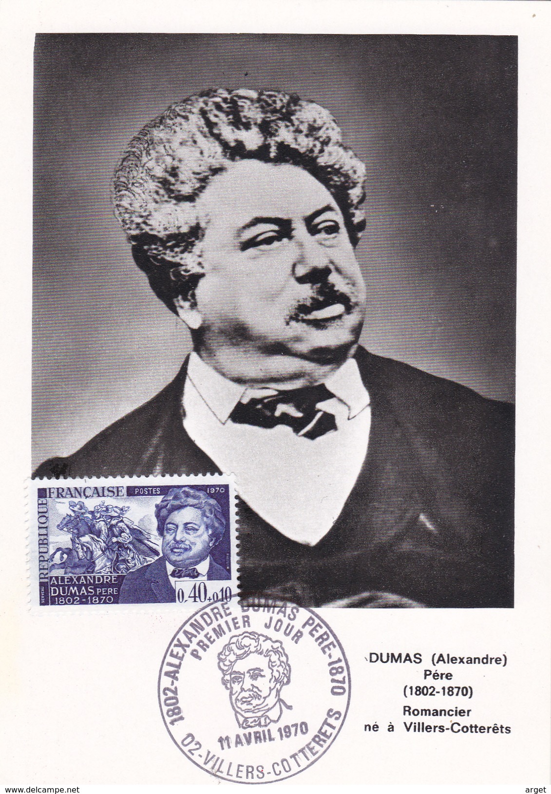 Carte Maximum FRANCE N° Yvert 1628 (Alexandre DUMAS) Obl Sp Ill 1er Jour (Ed PR) - 1970-1979