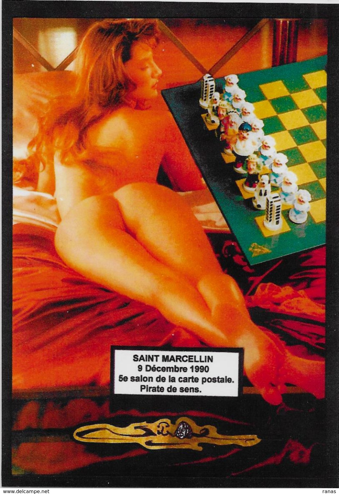 CPM LARDIE Jihel Tirage Signé Numéroté En 30 Ex. Salon Pirate Saint Marcellin 1990 échecs Chess Nu Féminin - Sammlerbörsen & Sammlerausstellungen