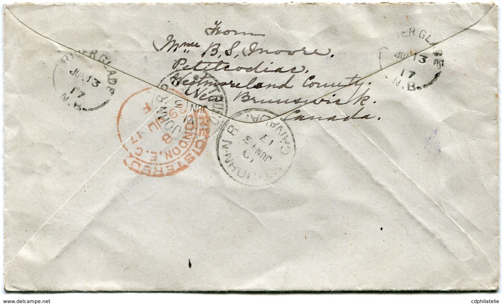 CANADA LETTRE RECOMMANDEE DEPART RIVERGLADE JUN 13  17 POUR LA FRANCE - Covers & Documents