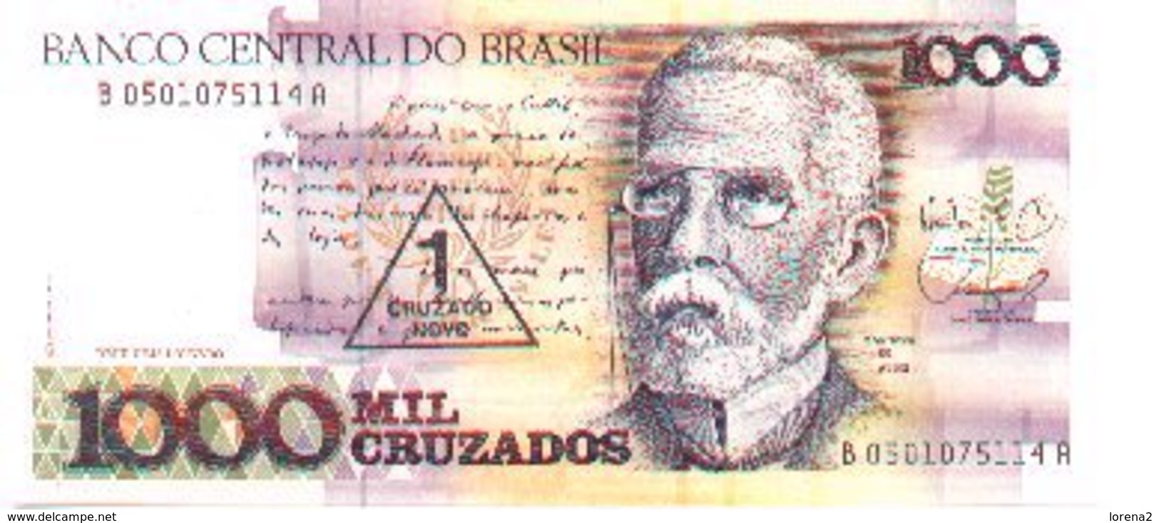 Billete Brasil. 1000 Cruzados, Retimbre 1 Cruzado Novo. (ref. 6-732) - Brasil