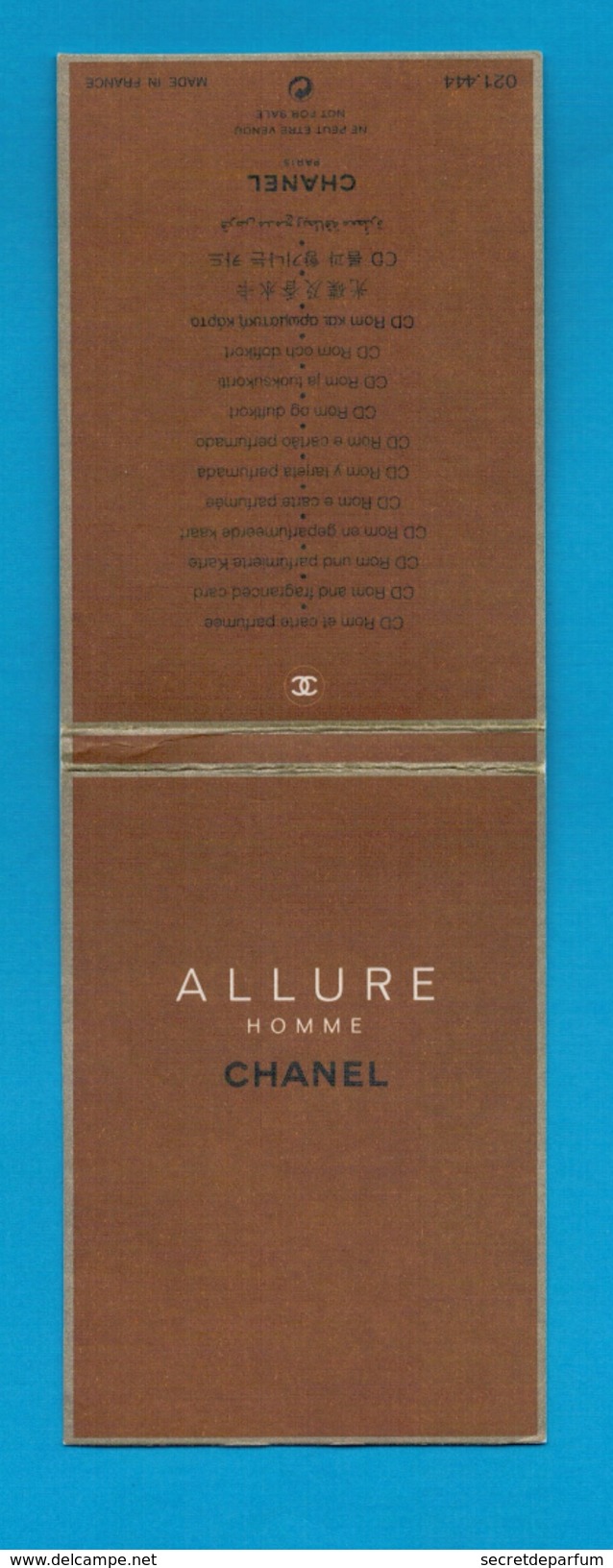 Cartes Parfumées Carte  CHANEL ALLURE HOMME CD ROM De CHANEL - Modernes (à Partir De 1961)