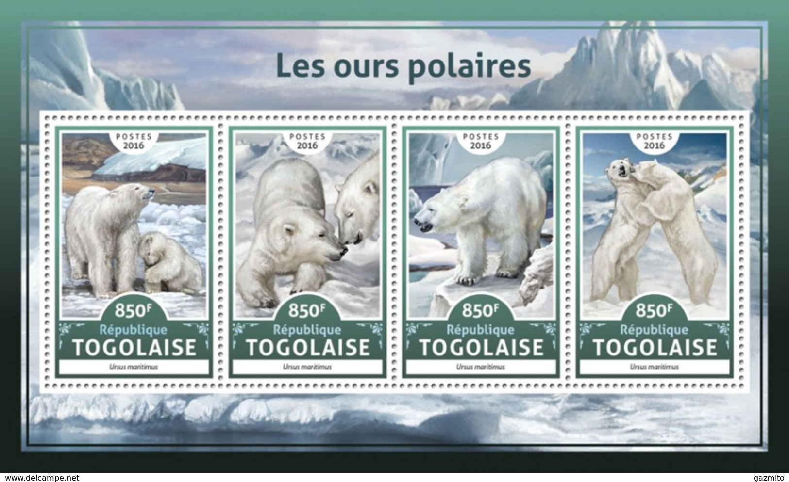 Togo 2016, Animals, Polar Bears, 4val In BF - Arctische Fauna