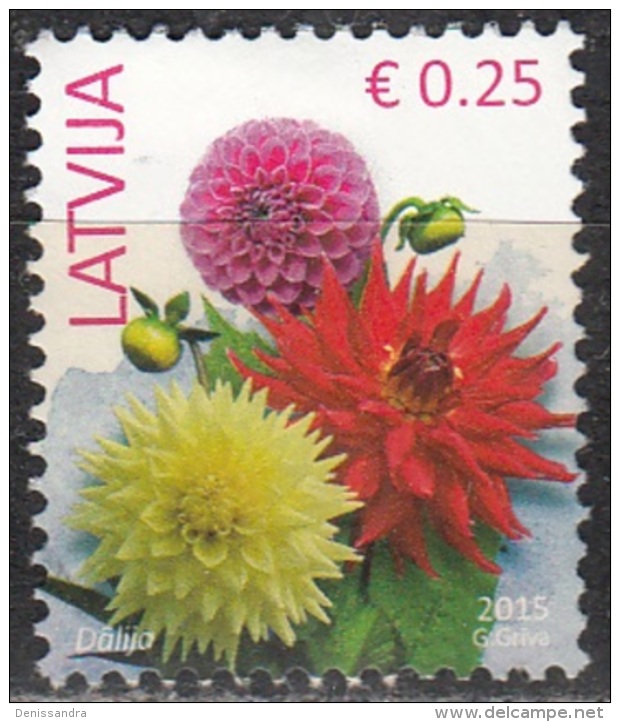 Latvija 2015 Fleur 0.25 Euro O Cachet Rond - Lettonie