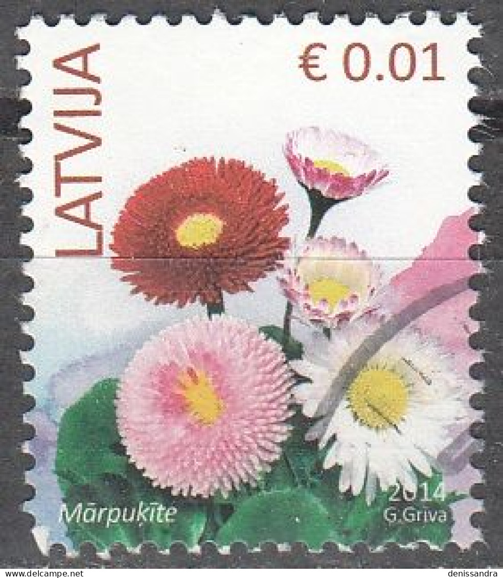 Latvija 2014 Fleur 0.01 Euro O Cachet Rond - Lettonie