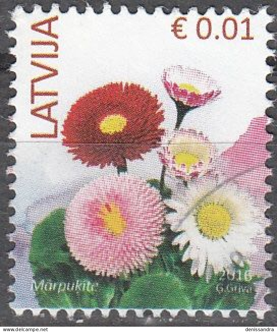 Latvija 2016 Fleur 0.01 Euro O Cachet Rond - Lettonie