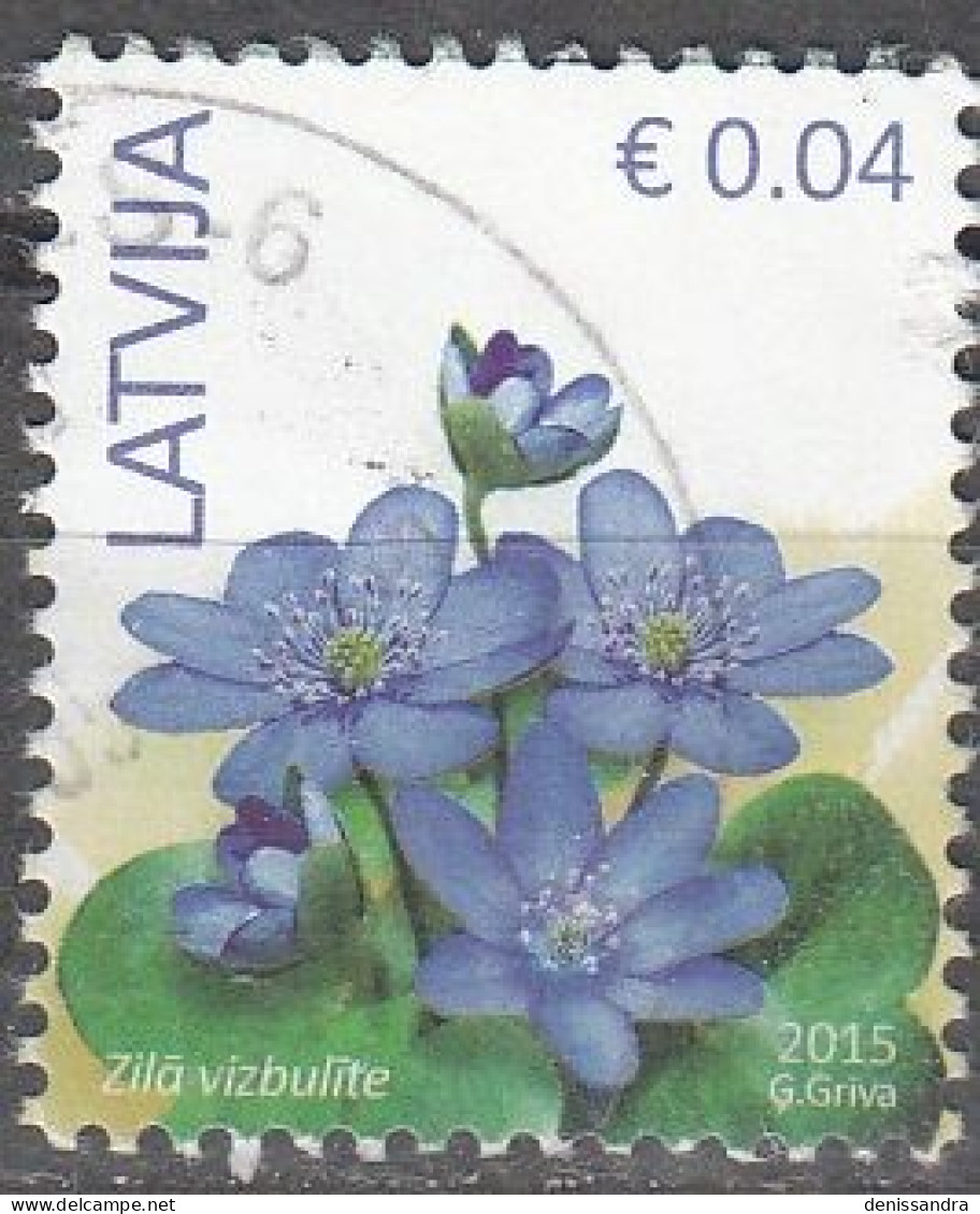 Latvija 2015 Fleur 0.04 Euro O Cachet Rond - Lettonie