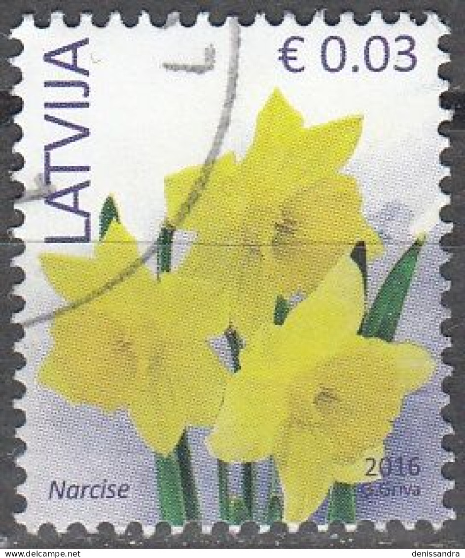 Latvija 2016 Fleur 0.03 Euro O Cachet Rond - Lettonie