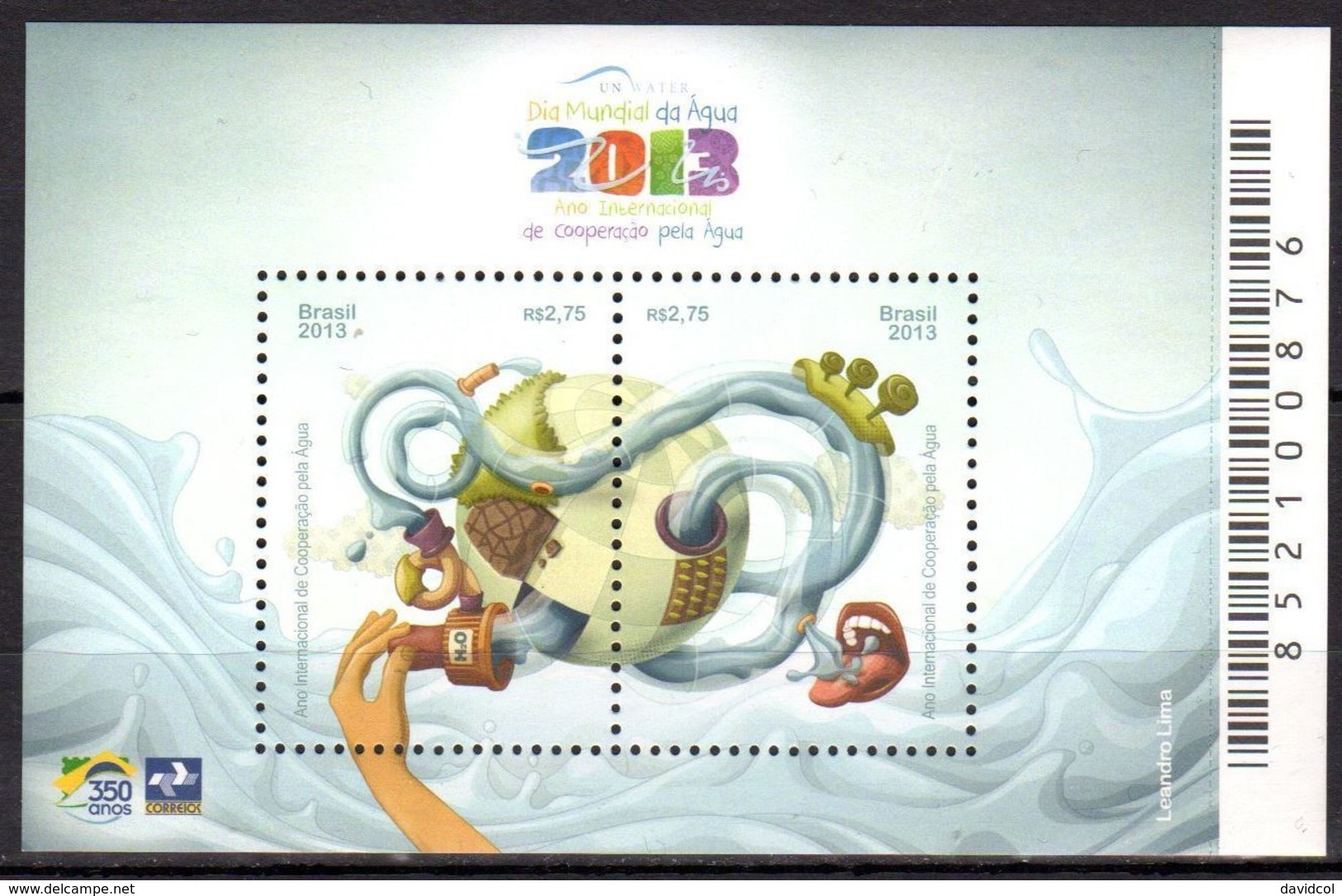 Q415.-. BRASIL .-. 2013 - MINISHEET .-. WORLD WATER DAY - Unused Stamps