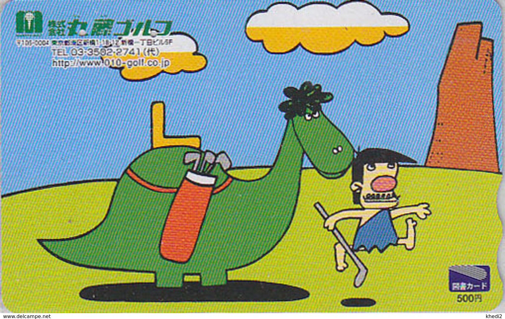 Rare Carte Prépayée Japon - Comics - Sport GOLF à La Préhistoire & Dinosaure - Prehistory Japan Prepaid Tosho Card - Sport