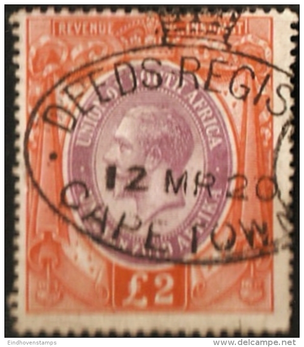 South Africa Zuid-Afrika From 1913  £ 2 ( Pound ) Orange / Brown Grey Fiscal Stamp Used - Gebraucht