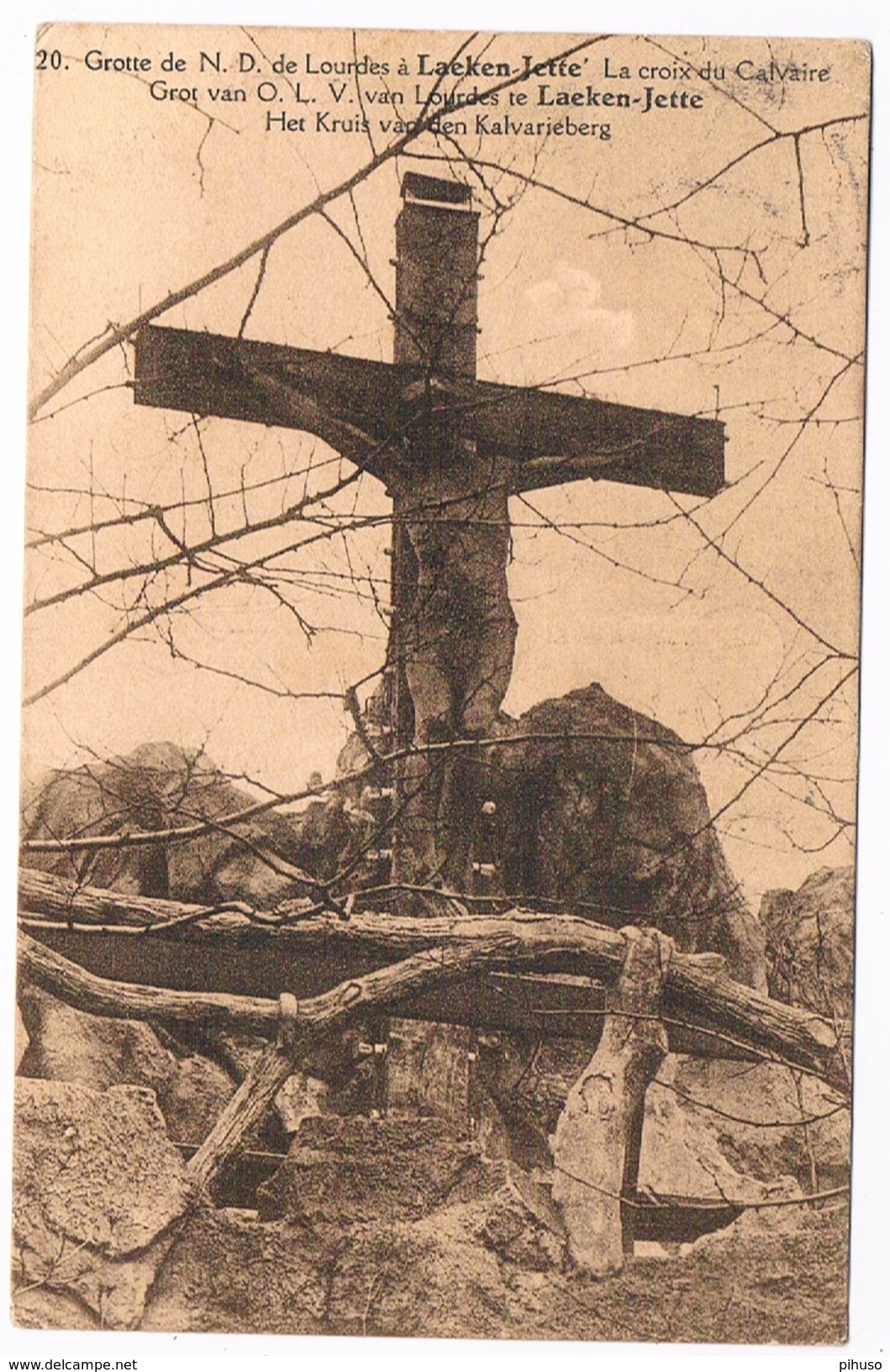 B-6211     LAEKEN-JETTE : Grotte De N.D. De Lourdes - La Croix Du Calvaire - Jette