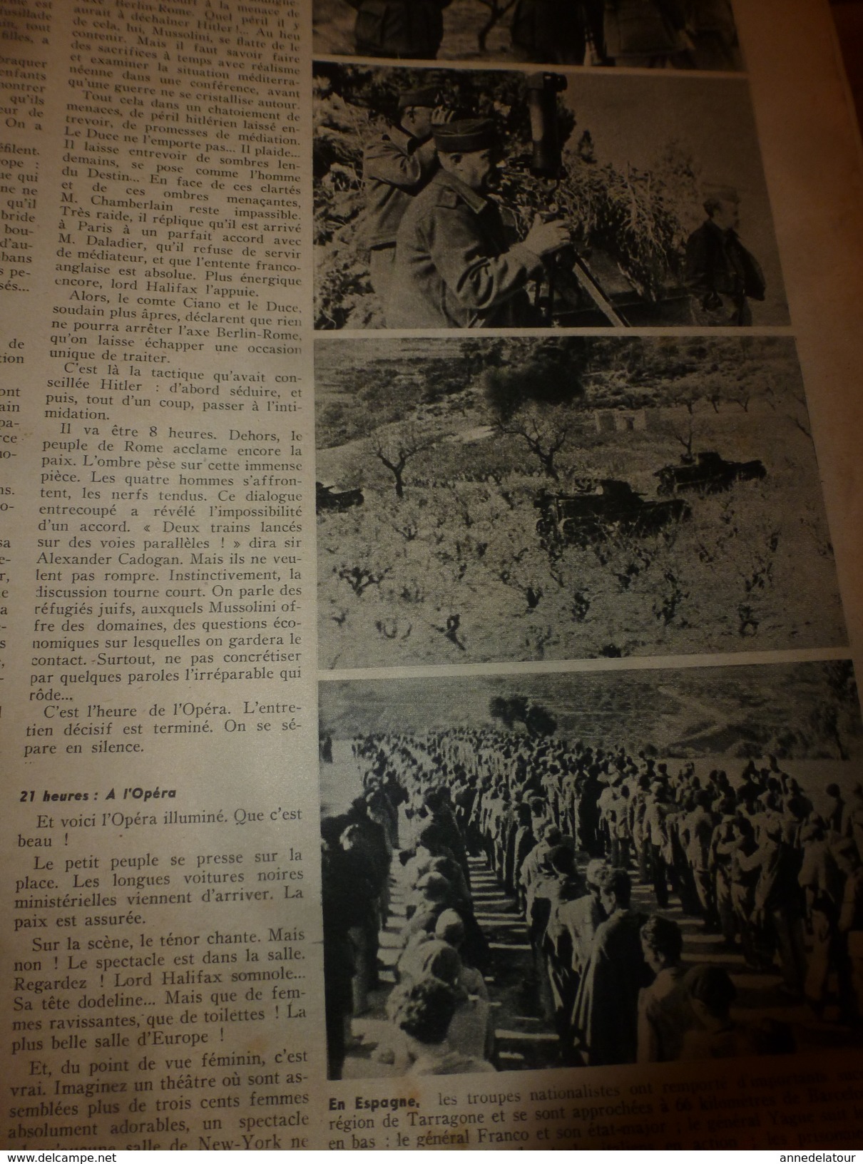 1939 MATCH:Mein Kampf par Adolf Hitler;Guerre civile Espagne(Barcelone,Tarragone;Franco;Vatican;Les artistes CASADESUS