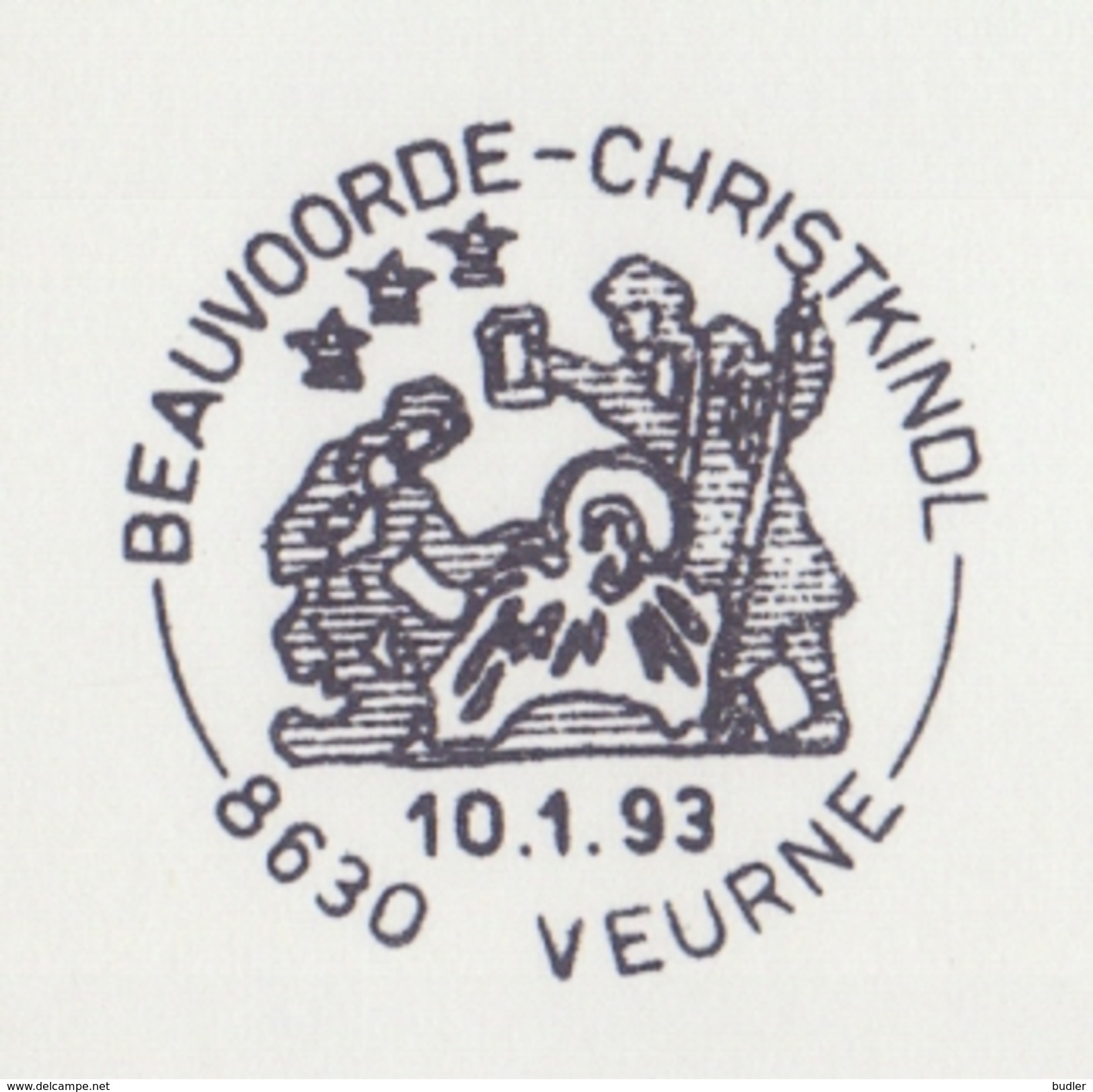 BELGIË/BELGIQUE:Illustr. Date Cancel On Fragment : ## BEAUVOORDE - CHRISTKINDL ## : CHRISTMAS,NOËL,KERSTMIS,CRIB,CRÈCHE, - Weihnachten