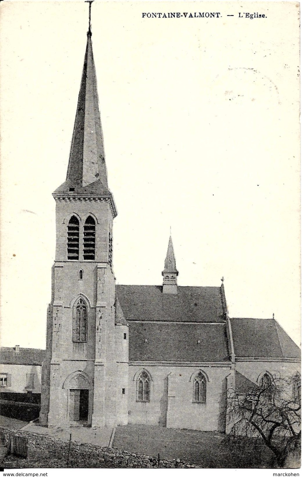 MERBES-LE-CHÂTEAU - Fontaine-Valmont (6567) : L'Eglise St-Martin. CPA. - Merbes-le-Château