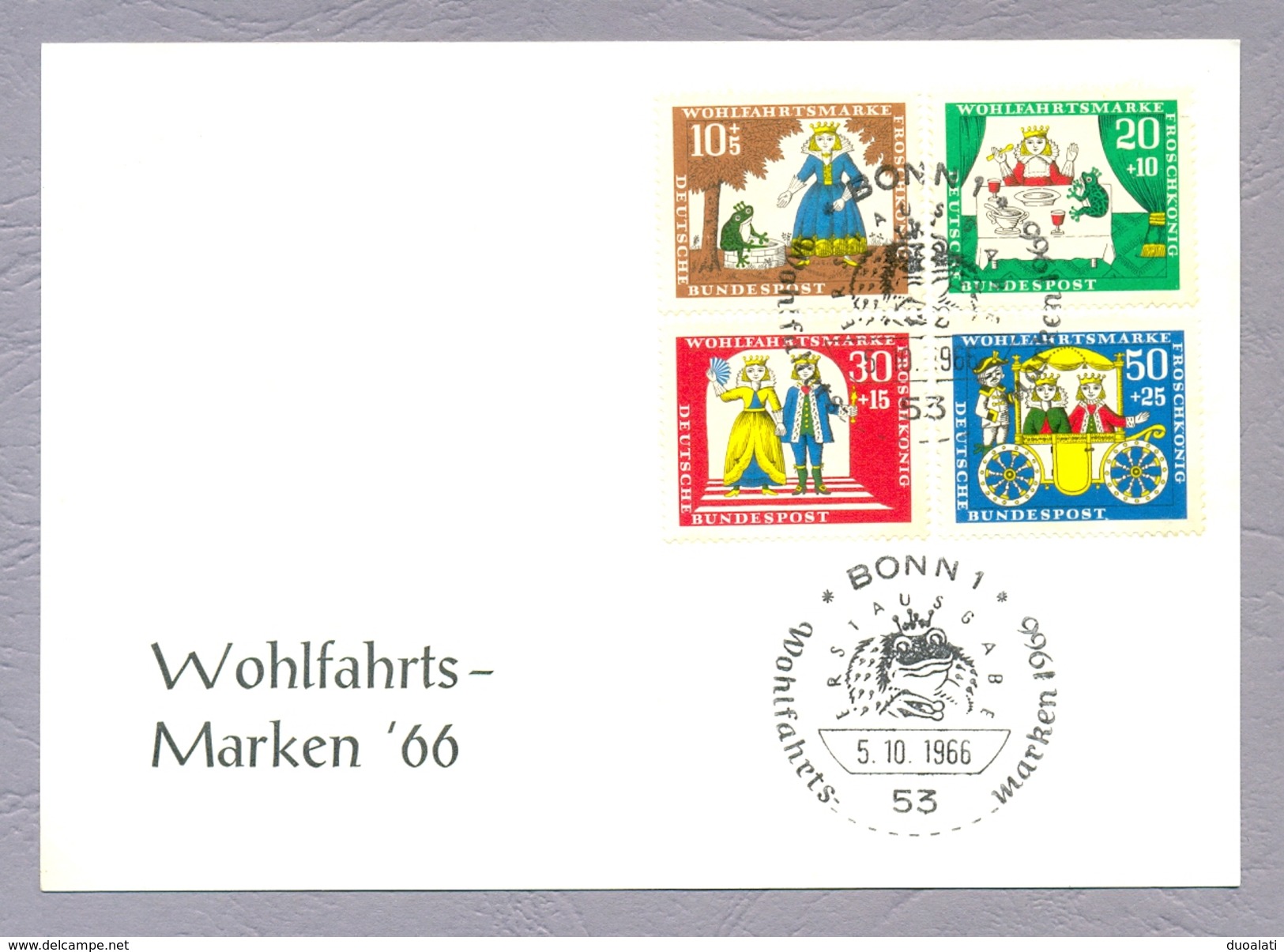 Germany, 1966, Wohlfahrtsmarken Brüder Grimm Grimm Brother Ganzsache Bonn Sonderstempel - Märchen, Sagen & Legenden